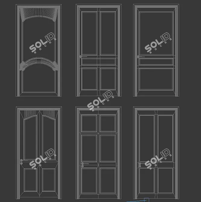 6 Beige Wood Interior Doors 3D model image 2