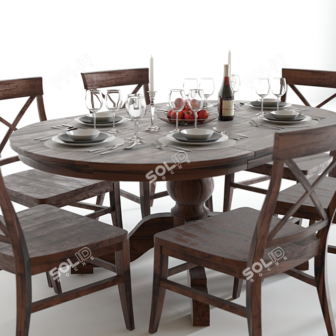 Pottery Barn Sumner & Aaron: Exquisite 3D Dining Set 3D model image 2