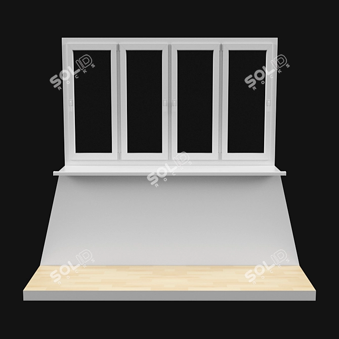 Modern Balcony Windows Set 3D model image 2