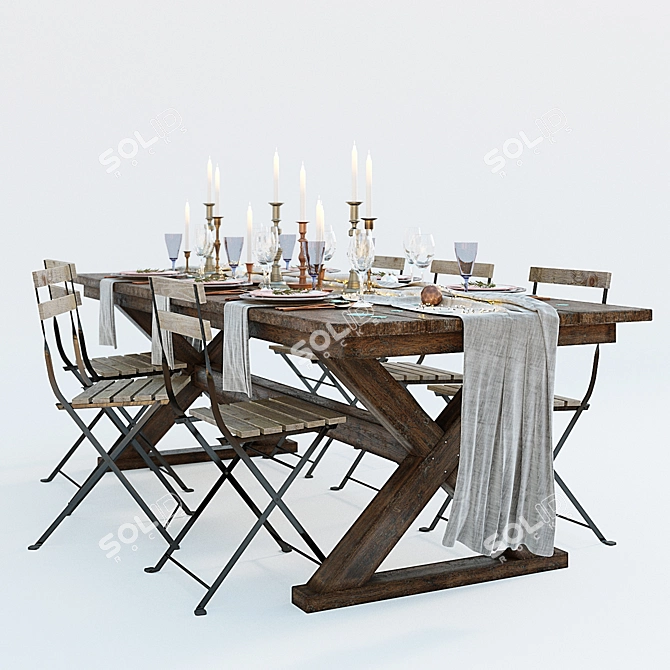 Elegant Leafy Table Decor 3D model image 2