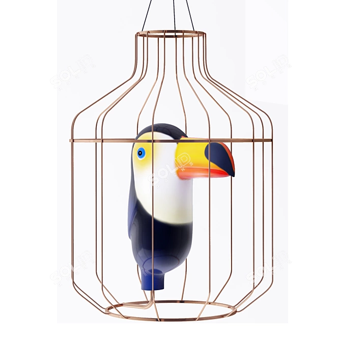 Golden Toucan Decor: Luxury Cage for Interior Design 3D model image 1