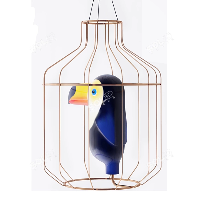 Golden Toucan Decor: Luxury Cage for Interior Design 3D model image 2
