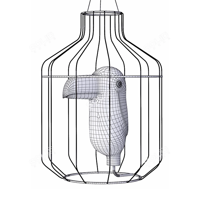 Golden Toucan Decor: Luxury Cage for Interior Design 3D model image 3