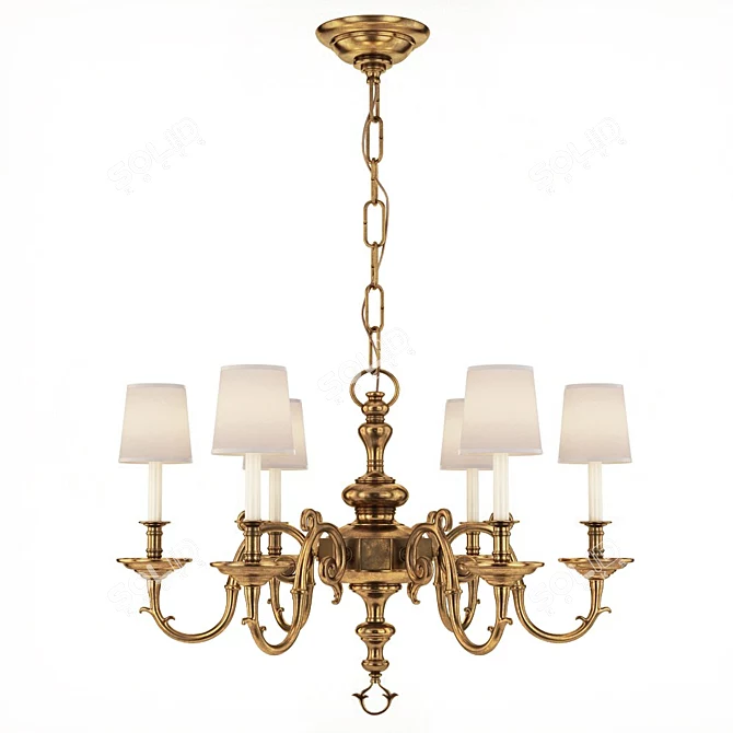 Antique Brass Ceiling Lamp 3D model image 1