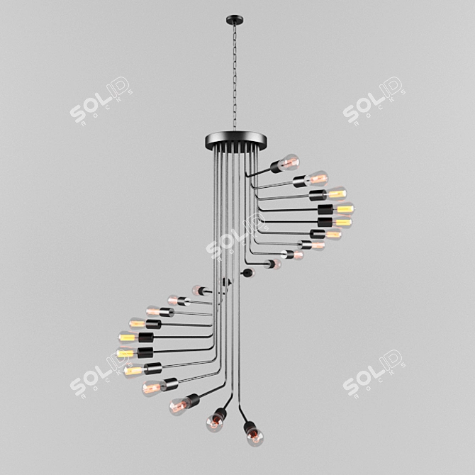 Elegant Metal Hanging Lamps 3D model image 2