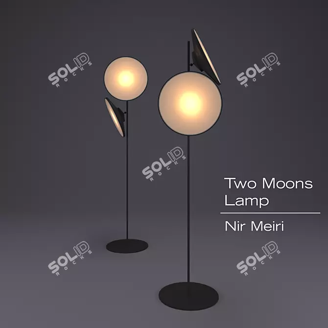 Luminous Lunar Lamp: Two Moons 3D model image 1