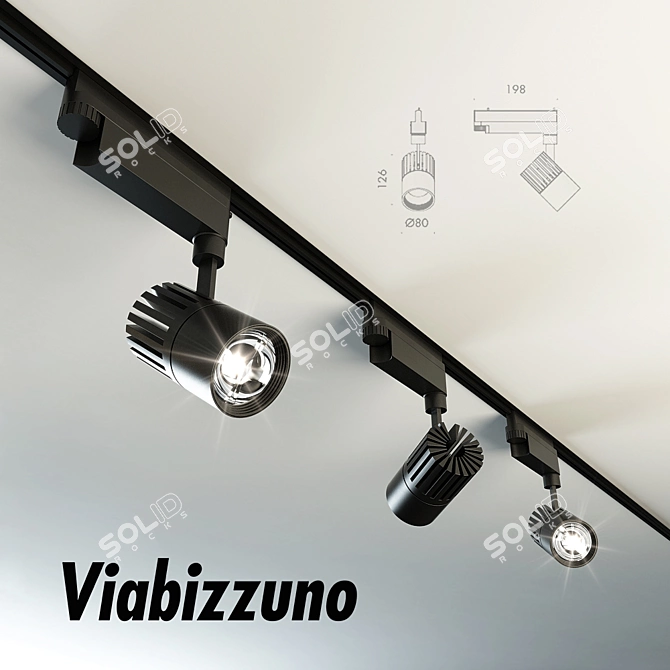 Sleek Black Aluminum Eco Track 3D model image 1