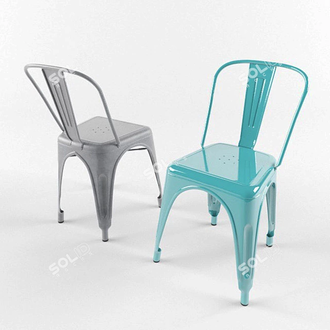 Vintage Metal Tolix Chair 3D model image 1