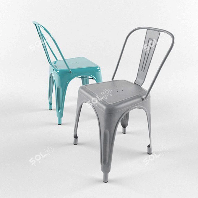 Vintage Metal Tolix Chair 3D model image 3