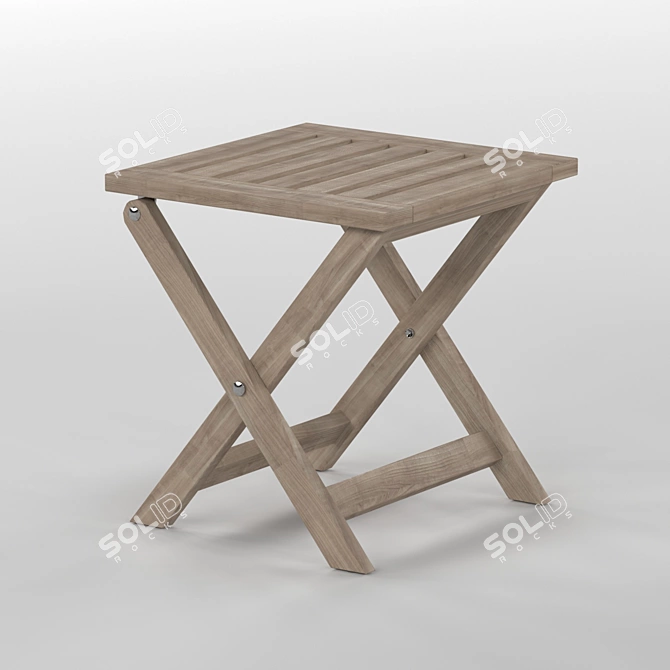 Portable Wooden Folding Stool 3D model image 1