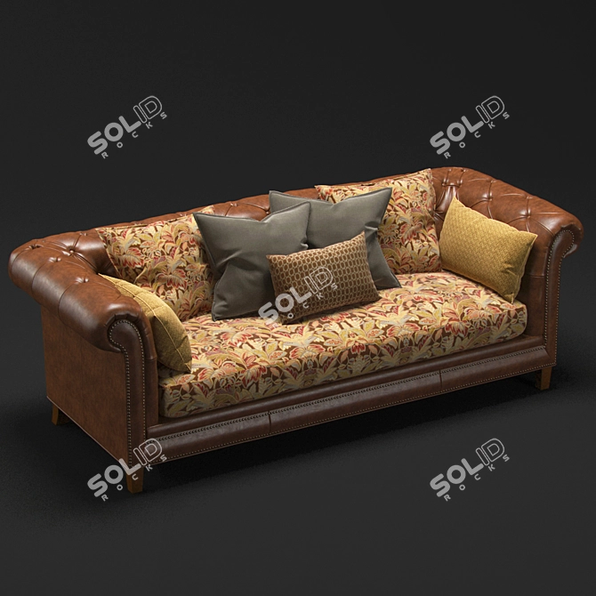 Moreno Leather Sofa - Luxury and Comfort Combined 3D model image 1