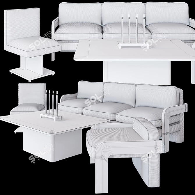 Vladimir Kagan Lucite Set 3D model image 2