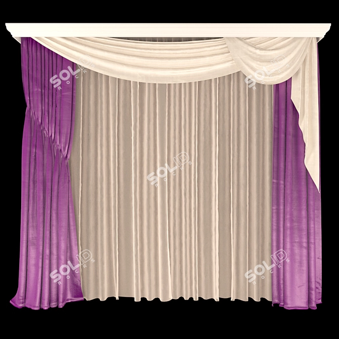 Stylish Decorative Curtains - Adds Elegance 3D model image 1