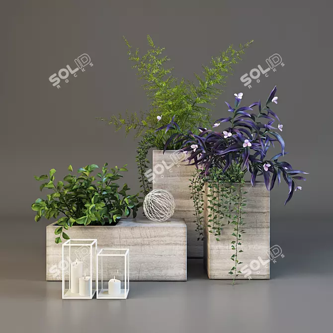 Nature's Delight: Decor Set with Plants 3D model image 1