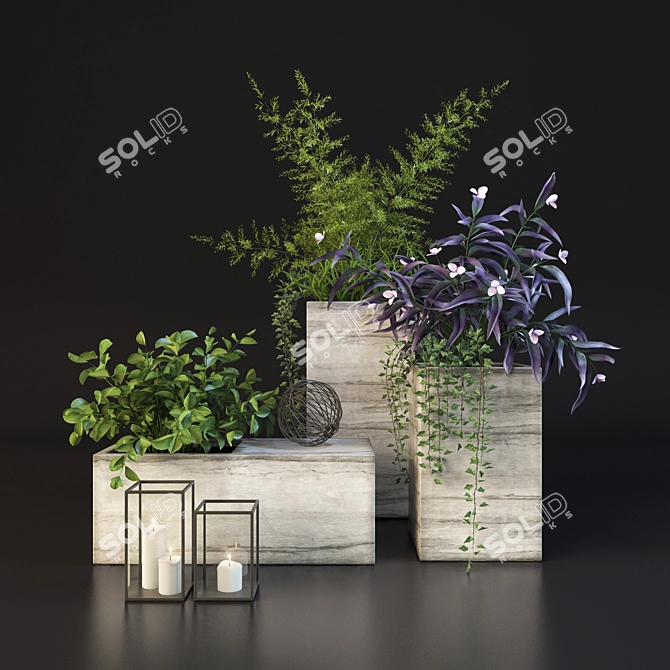 Nature's Delight: Decor Set with Plants 3D model image 2