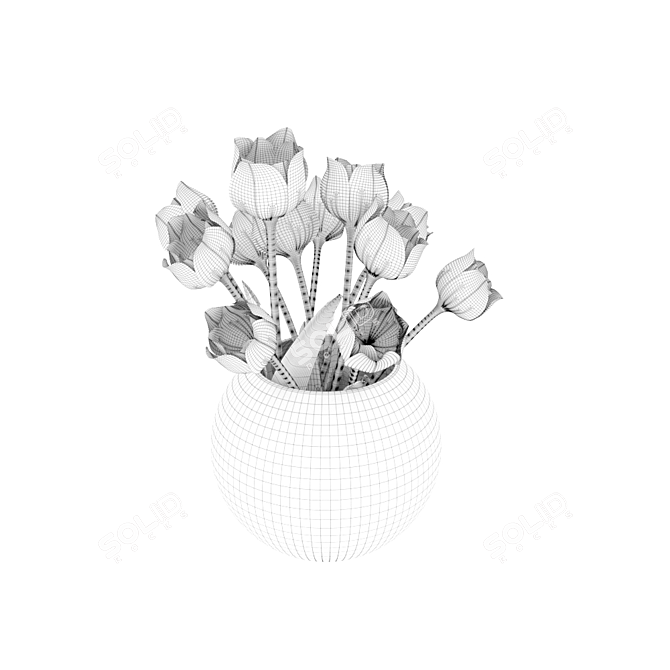 Elegant Tulips in a Vase 3D model image 2