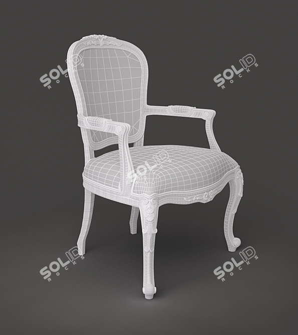Classic Woven Armchair with Decorative Carvings 3D model image 2