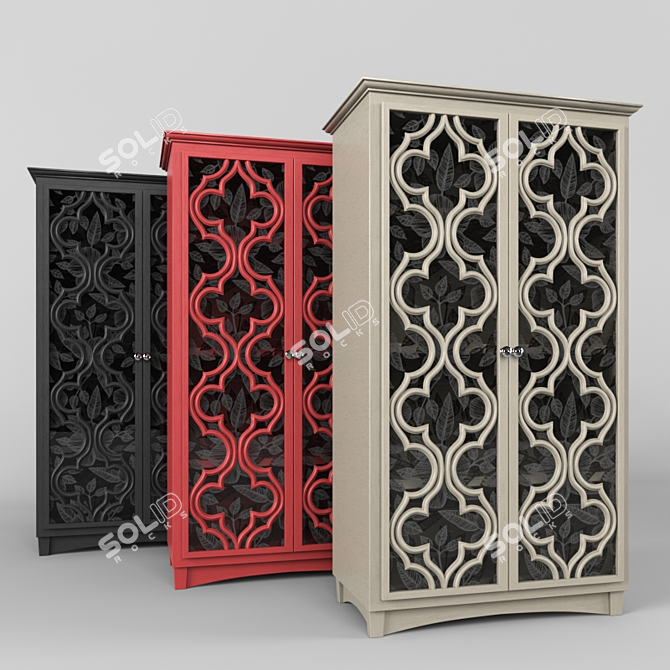 Versatile White Wood Storage Cabinet 3D model image 1