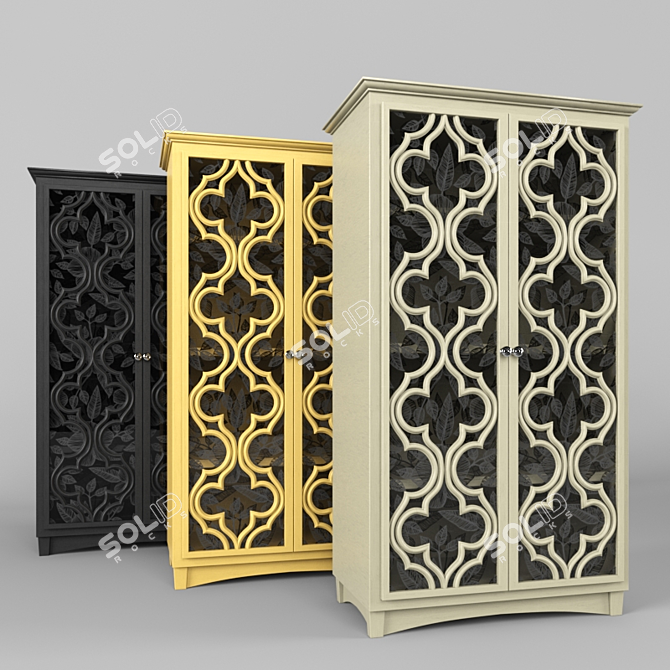 Versatile White Wood Storage Cabinet 3D model image 3