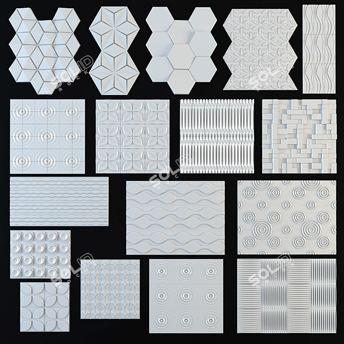 3D Wall Panel Collection - Variety of Stunning Designs 3D model image 1