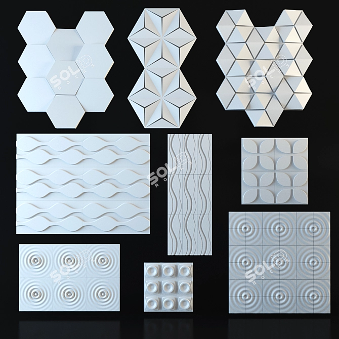 3D Wall Panel Collection - Variety of Stunning Designs 3D model image 2