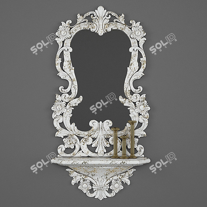 Vintage White Mirror: Classic Charm for Your Space 3D model image 1
