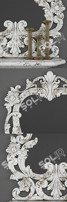 Vintage White Mirror: Classic Charm for Your Space 3D model image 2