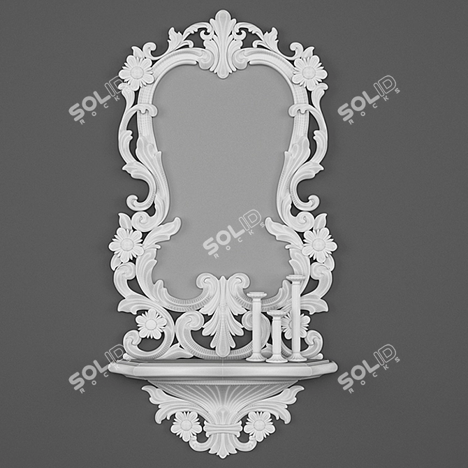 Vintage White Mirror: Classic Charm for Your Space 3D model image 3