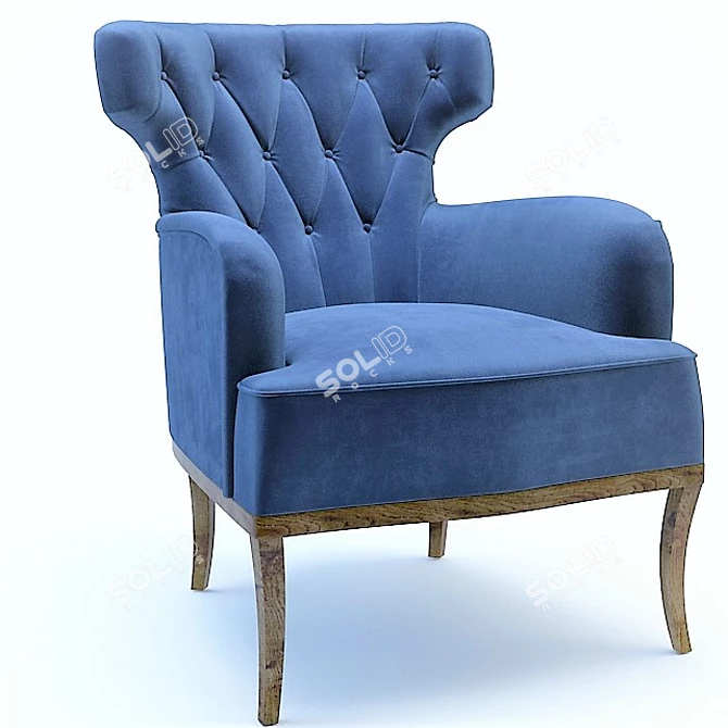 Stylish Blue Armchair 3D model image 2