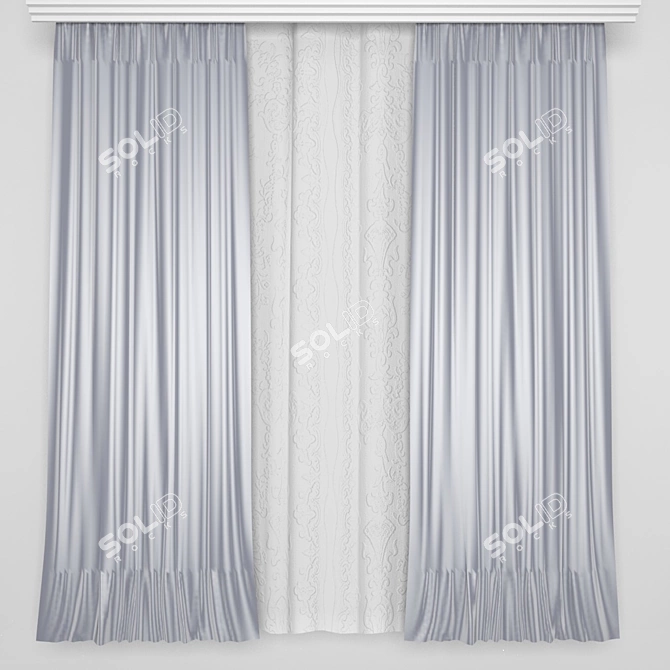 Silk Drapes with Dense Tulle 3D model image 1