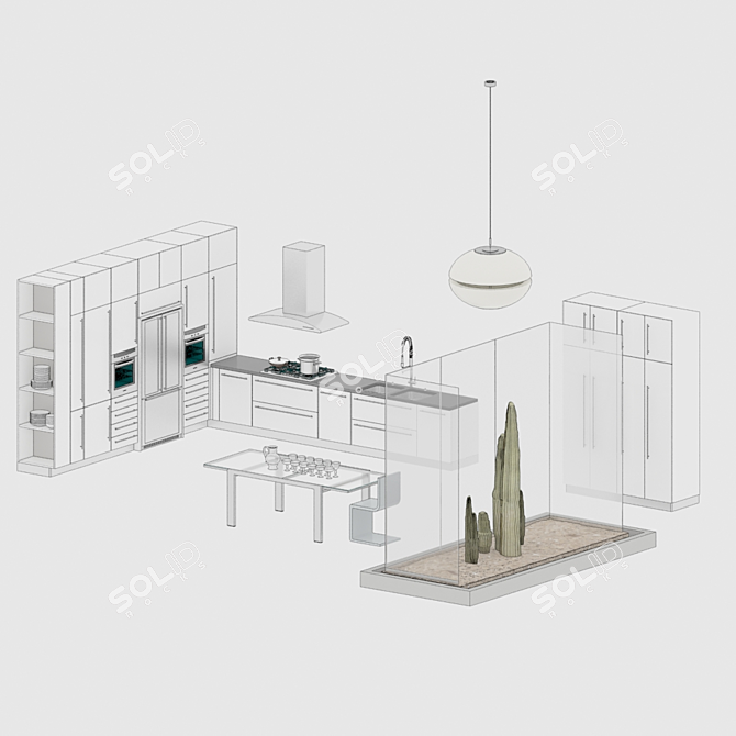 Modern Kitchen Set 3D model image 3