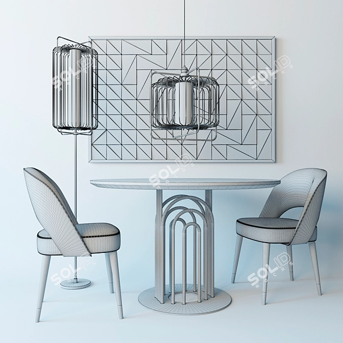 Sleek Dining Set with AVA Chair, BARA Table and JULES Lighting 3D model image 2