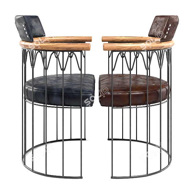 Iron Elegance Armchair 3D model image 2