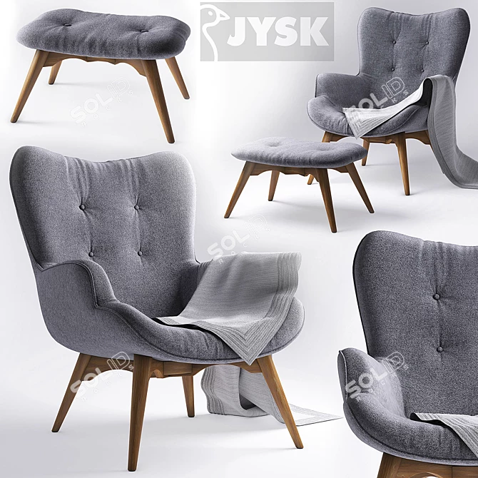 EJERSLEV Armchair with Pouf - Stylish and Comfortable 3D model image 1