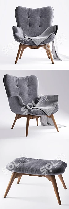 EJERSLEV Armchair with Pouf - Stylish and Comfortable 3D model image 2