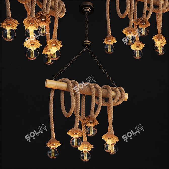 Vintage Rope Pendant Lamp | Creative Bamboo Design 3D model image 1