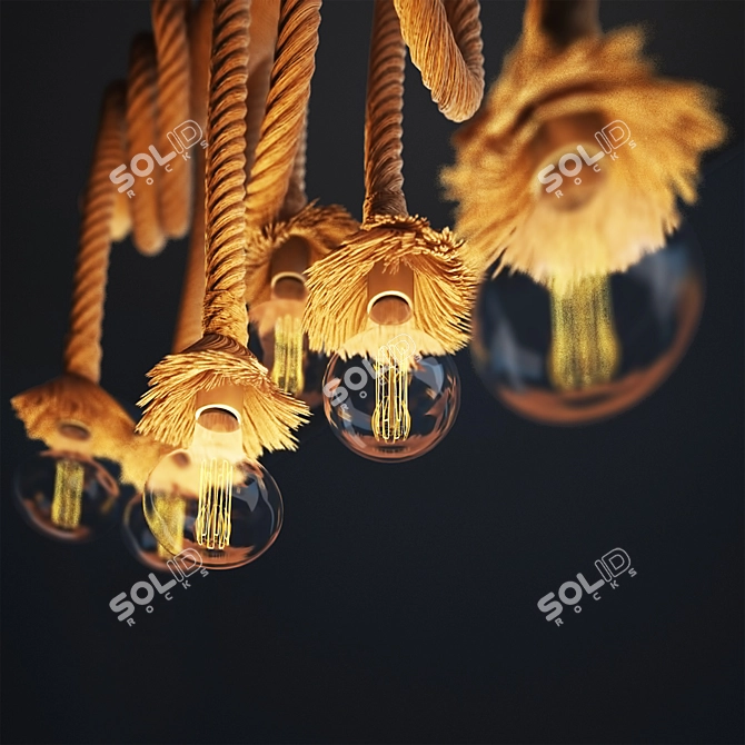 Vintage Rope Pendant Lamp | Creative Bamboo Design 3D model image 2