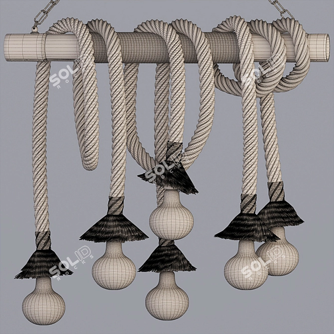 Vintage Rope Pendant Lamp | Creative Bamboo Design 3D model image 3