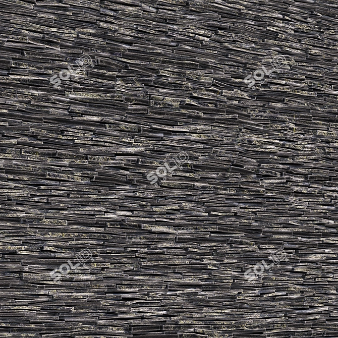 Sleek Slate Stone Wall 3D model image 2