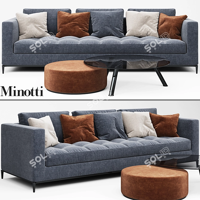  Elegant Minotti Quilted Sofa 3D model image 1