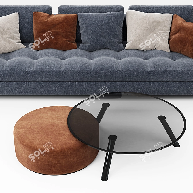  Elegant Minotti Quilted Sofa 3D model image 2