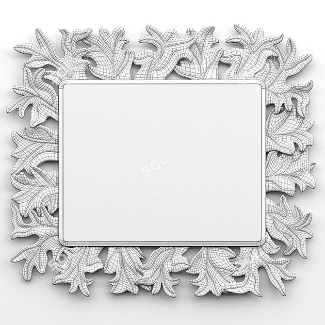 Elegant Rectangular Glass Mirror 3D model image 2
