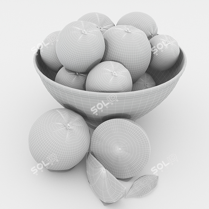 Citrus Delight: Bowl of Oranges 3D model image 3