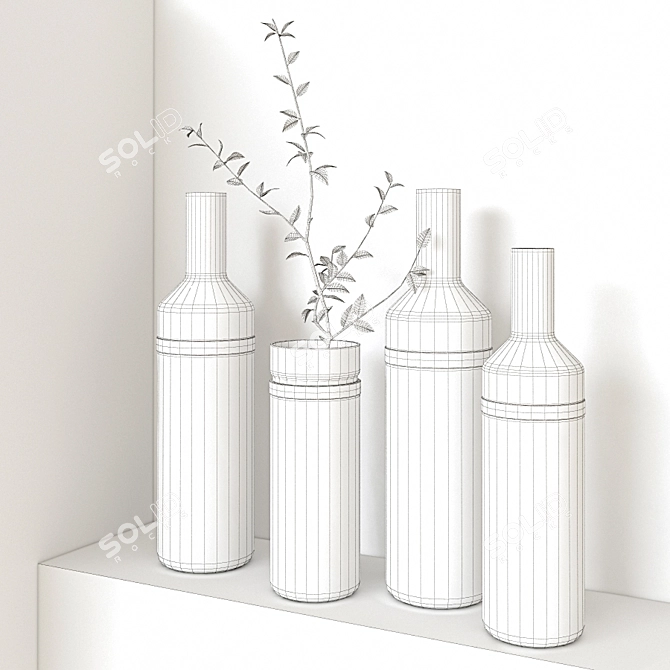 Dual-Tone Glass Vase Set AMBRE 3D model image 3