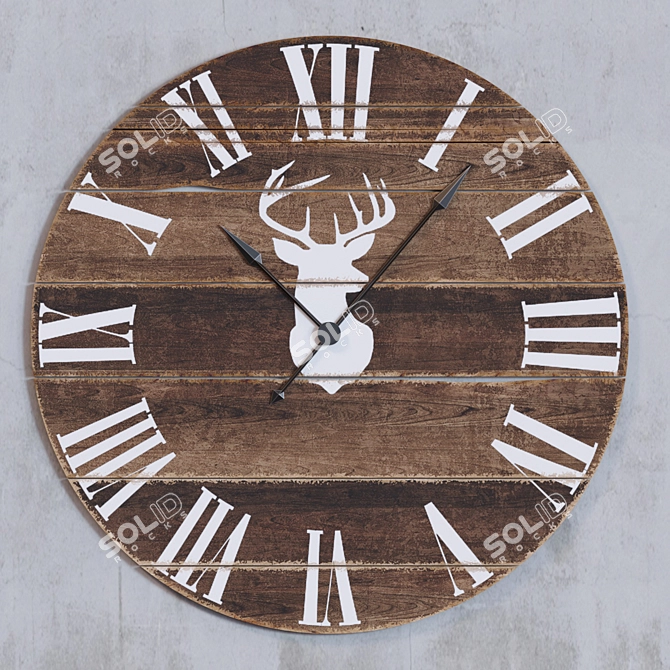 Vintage Wooden Wall Clock 3D model image 1