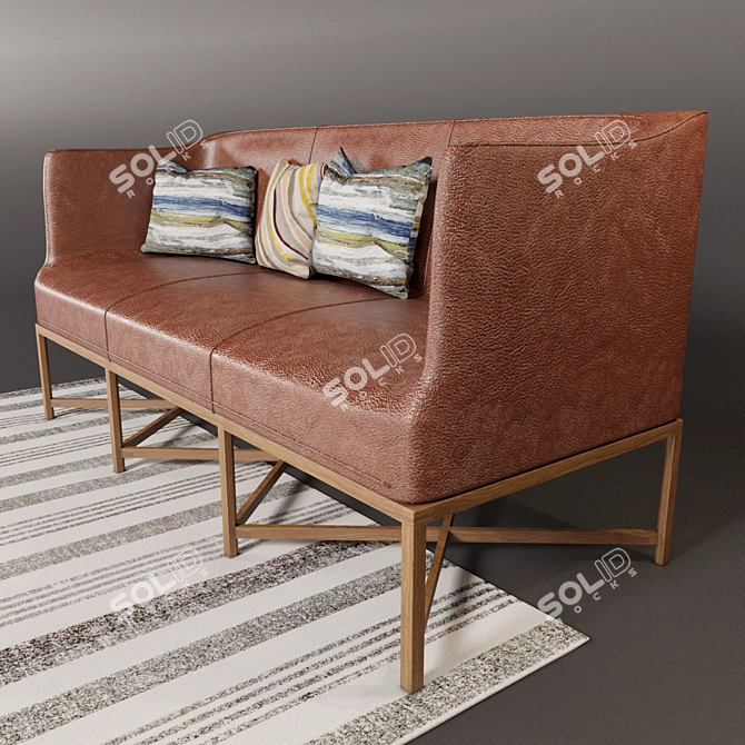 Elegant Reed Sofa Upholstered in Leather - 908 Series 3D model image 2