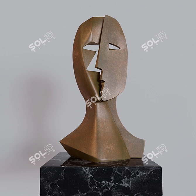 Picasso Bronze Sculpture Mask 3D model image 1