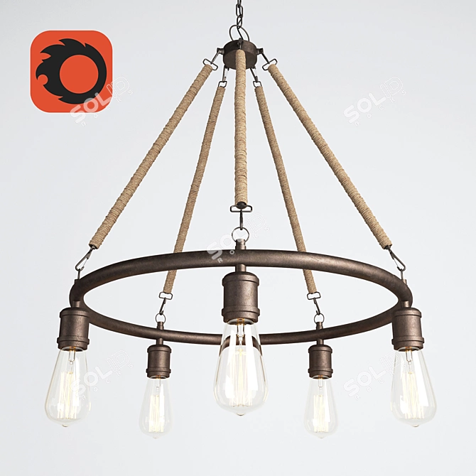 Anette 5-Light Loft Chandelier 3D model image 1