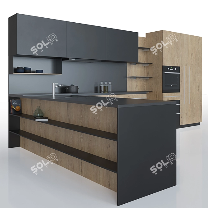 Stylish Miton Skin Kitchen 3D model image 2