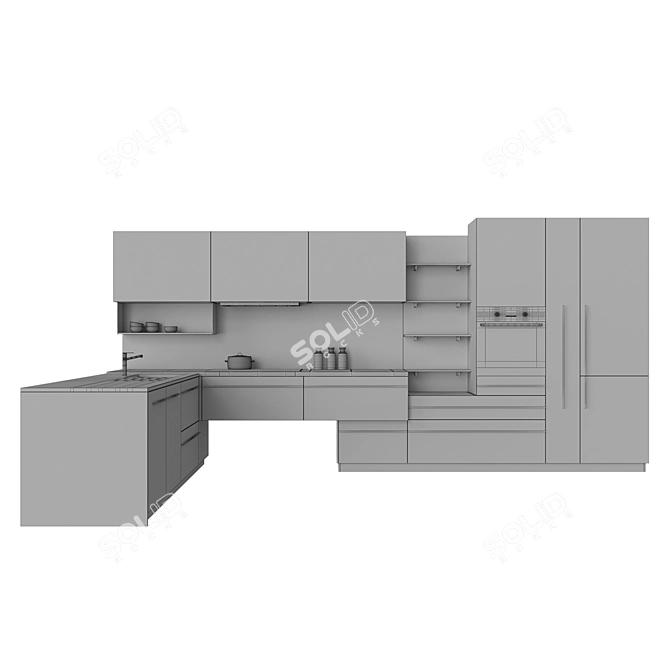 Stylish Miton Skin Kitchen 3D model image 3